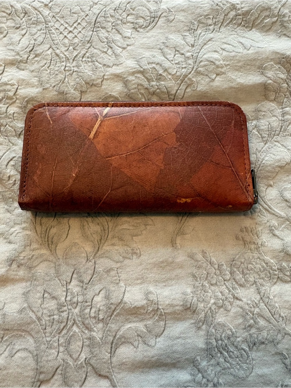Women's Zip-Around Wallet in Distressed Brown Plant Based Eco Friendly Leather